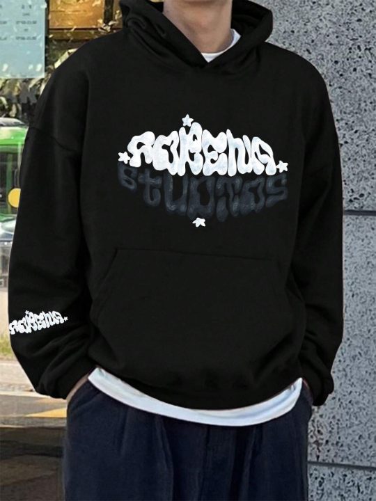 Manfinity Hypemode Men's Casual Hooded Sweatshirt With Letter Print