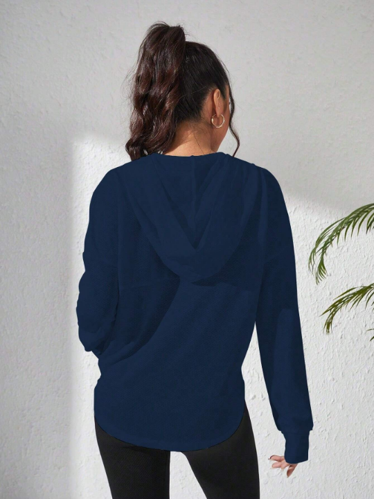 Yoga Basic Zip Up Drawstring Hooded Sports Jacket