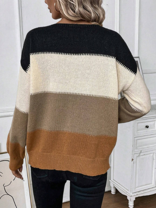 LUNE Color Block Drop Shoulder Sweater