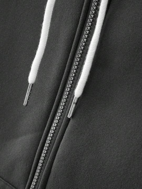 Manfinity Hypemode Men Zip Up Drawstring Thermal Lined Hoodie Without Tee