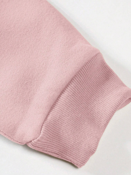 Cottnline Men's Text Patched Round Neck Loose Sweatshirt