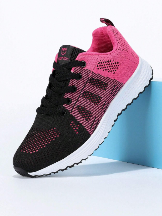 Women's Lightweight Mesh Athletic Shoes, Breathable Lace-Up Running Shoes, Casual And Fashionable Women's Footwear