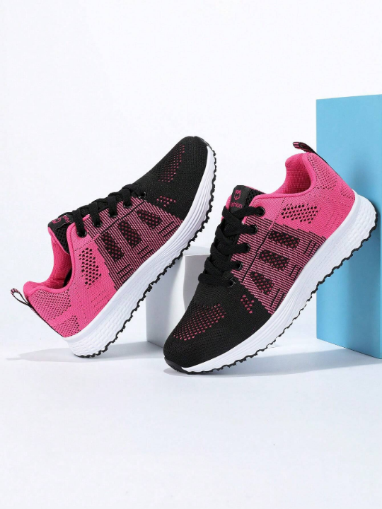 Women's Lightweight Mesh Athletic Shoes, Breathable Lace-Up Running Shoes, Casual And Fashionable Women's Footwear