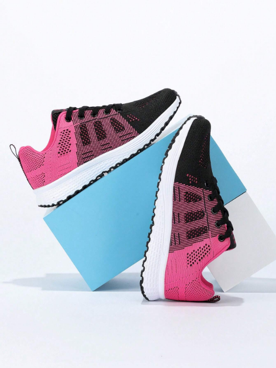 Women's Lightweight Mesh Athletic Shoes, Breathable Lace-Up Running Shoes, Casual And Fashionable Women's Footwear