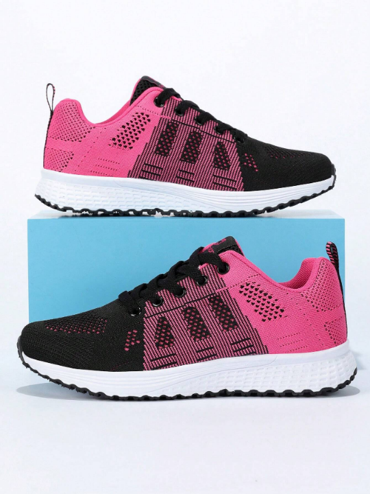 Women's Lightweight Mesh Athletic Shoes, Breathable Lace-Up Running Shoes, Casual And Fashionable Women's Footwear