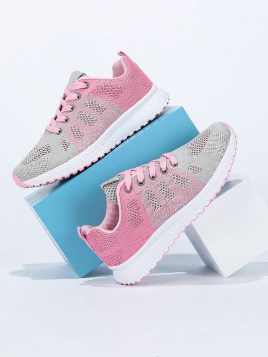 Women's Lightweight Mesh Sports Shoes, Breathable Lace-Up Running Shoes, Casual And Fashionable Sneakers For Women