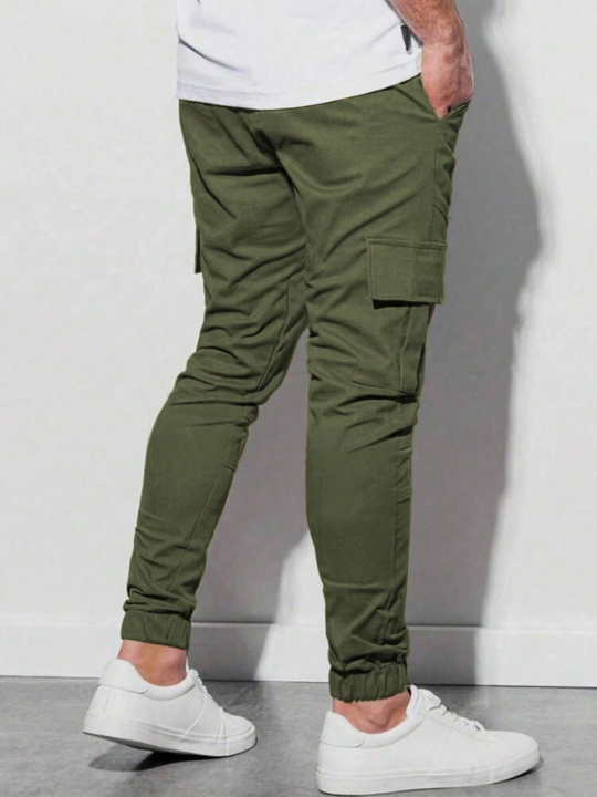 Manfinity EMRG Men Flap Pocket Drawstring Waist Cargo Pants