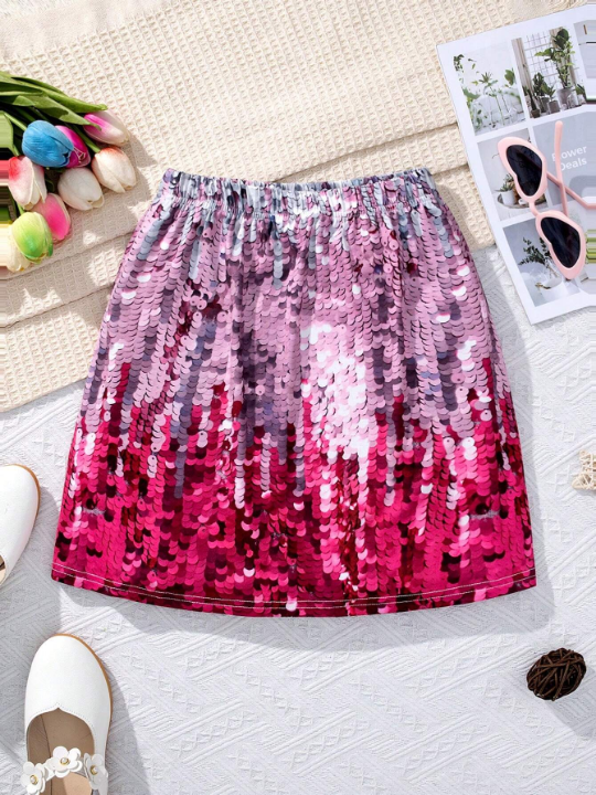 Tween Girl Sequin Effect Elastic Waist Skirt