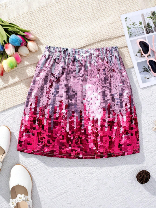 Tween Girl Sequin Effect Elastic Waist Skirt