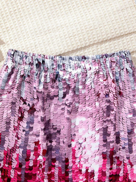 Tween Girl Sequin Effect Elastic Waist Skirt