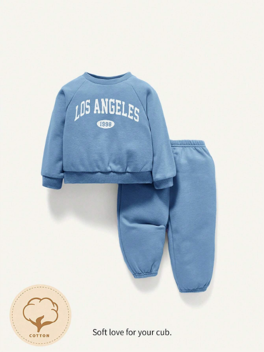 Cozy Cub Baby Girl Letter Graphic Sweatshirt & Sweatpants
