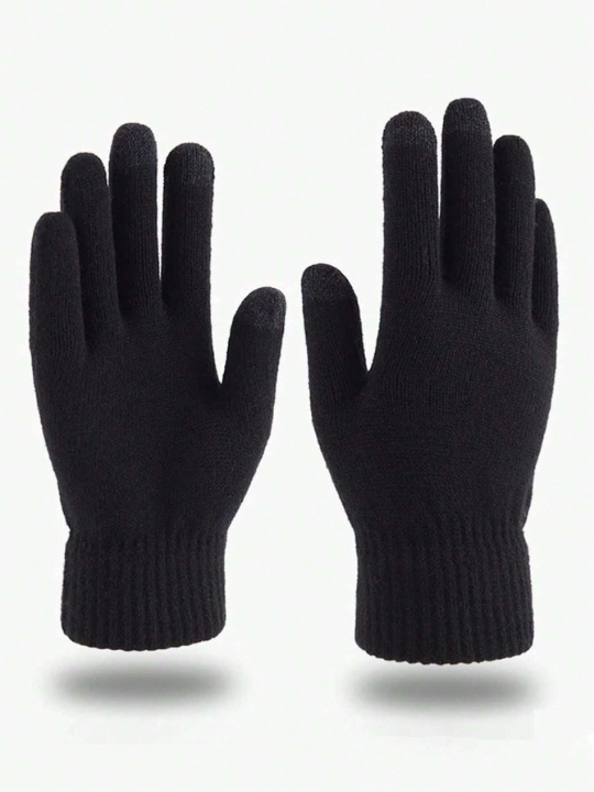 Ladies' Plush Touch Screen Gloves Warm Knitted Gloves For Winter