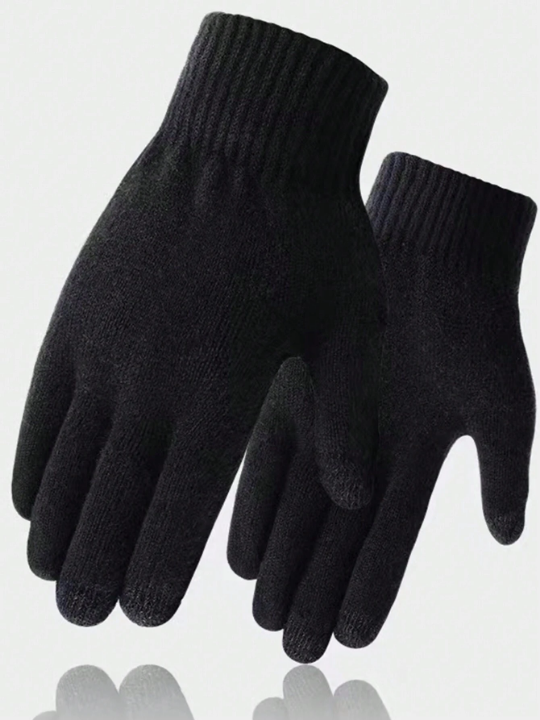 Ladies' Plush Touch Screen Gloves Warm Knitted Gloves For Winter