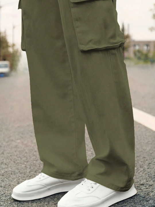 Men Flap Pocket Side Cargo Pants