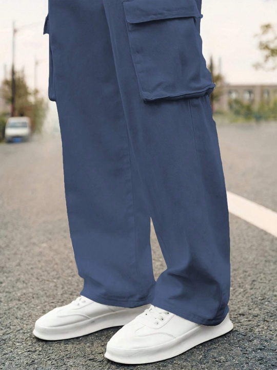 Men Flap Pocket Side Cargo Pants