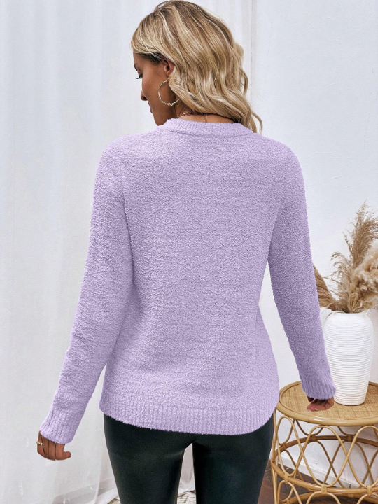 Solid Round Neck Sweater