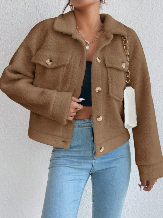 Flap Pocket Plush Jacket