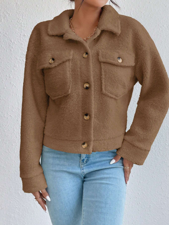 Flap Pocket Plush Jacket