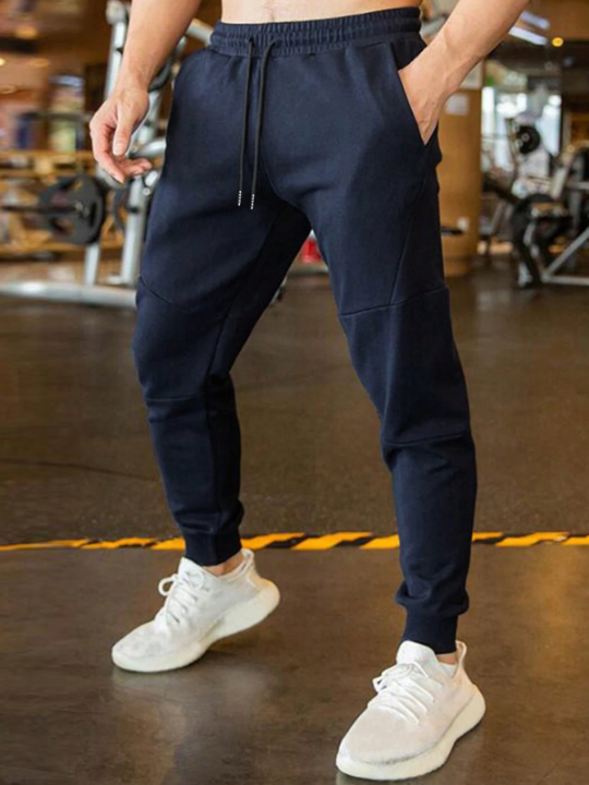 Manfinity Homme Men Solid Drawstring Waist Sweatpants