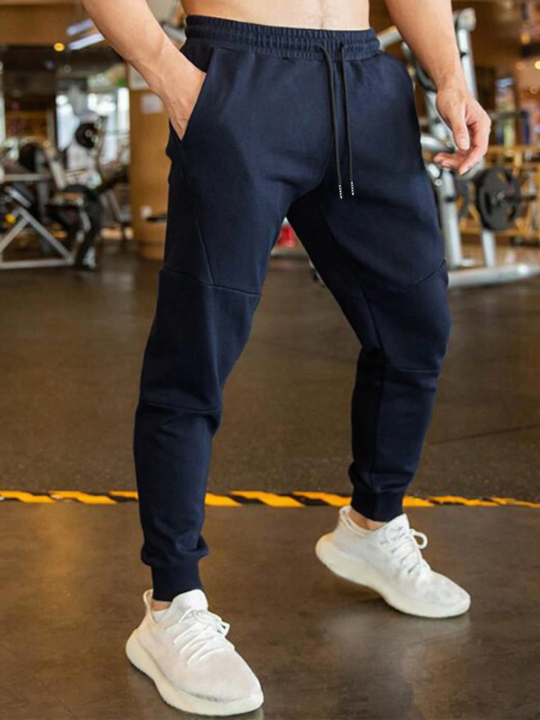 Manfinity Homme Men Solid Drawstring Waist Sweatpants