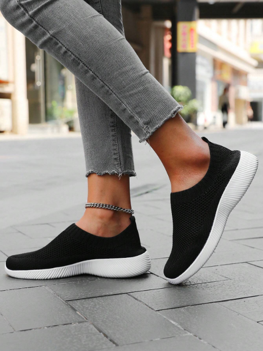 Spring And Autumn Stylish Casual Breathable Slip-on Plus Size Women's Running Shoes