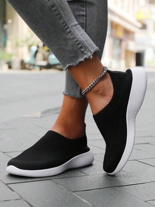 Spring And Autumn Stylish Casual Breathable Slip-on Plus Size Women's Running Shoes