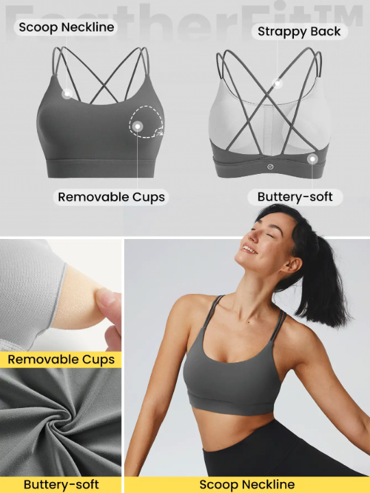 GLOWMODE FeatherFit Strappy Back Sports Bra