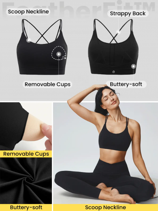 GLOWMODE FeatherFit Strappy Back Sports Bra