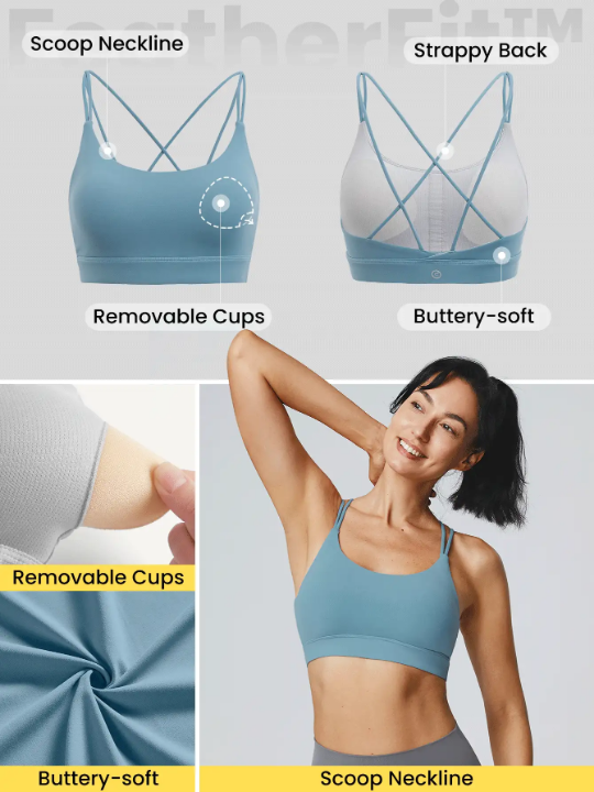 GLOWMODE FeatherFit Strappy Back Sports Bra