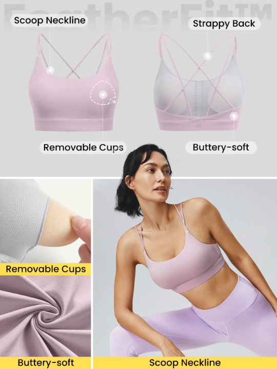 GLOWMODE FeatherFit Strappy Back Sports Bra