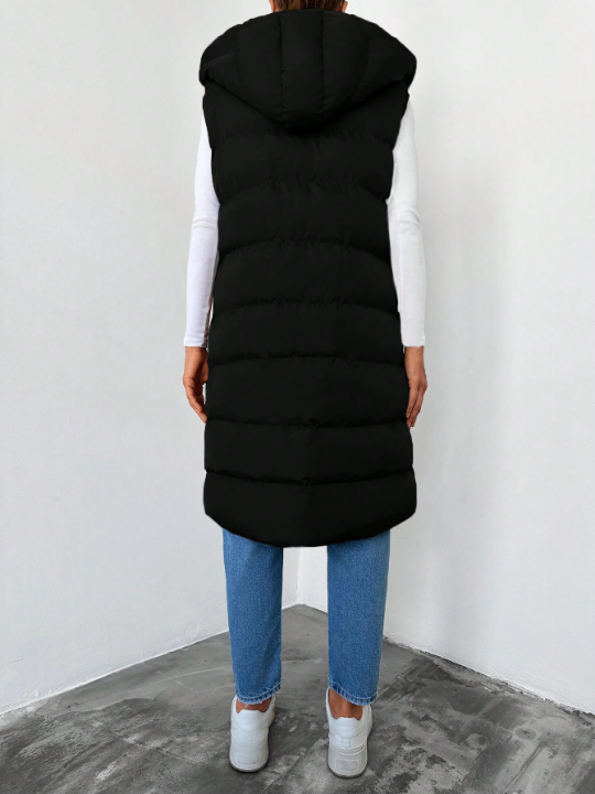 Zip Up Hooded Puffer Vest Coat