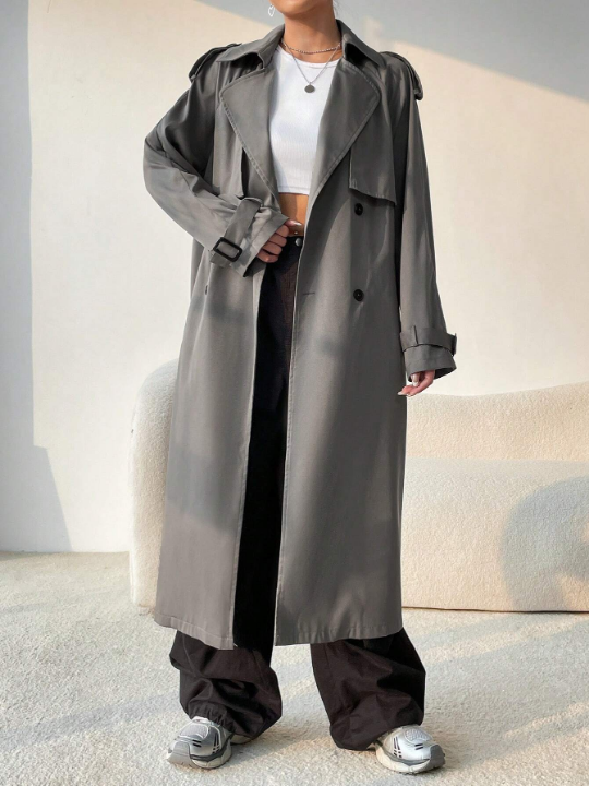 EZwear Double Breasted Belted Trench Coat