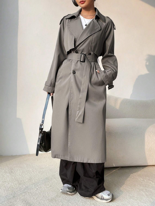 EZwear Double Breasted Belted Trench Coat