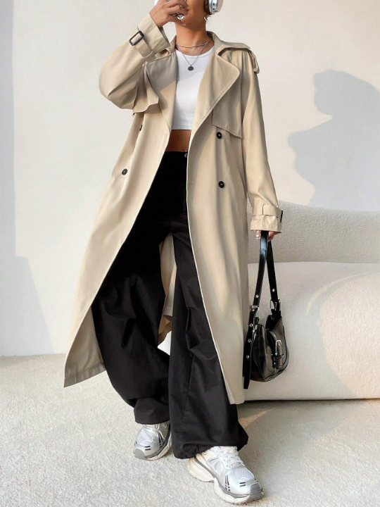 EZwear Double Breasted Belted Trench Coat