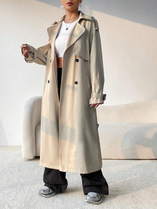 EZwear Double Breasted Belted Trench Coat