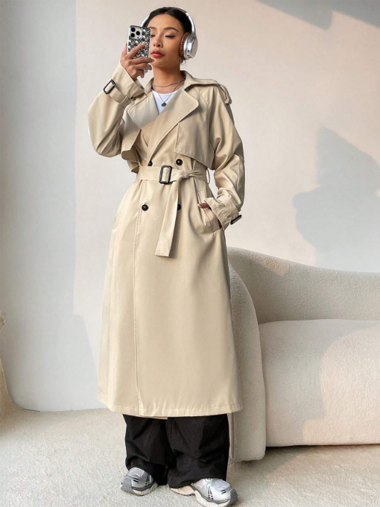 EZwear Double Breasted Belted Trench Coat