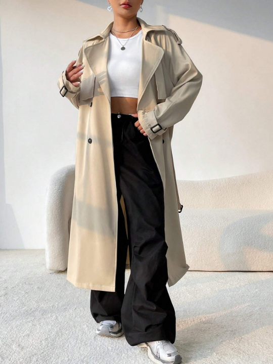 EZwear Double Breasted Belted Trench Coat