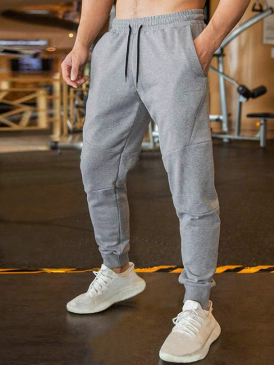 Manfinity Homme Men Solid Drawstring Waist Sweatpants