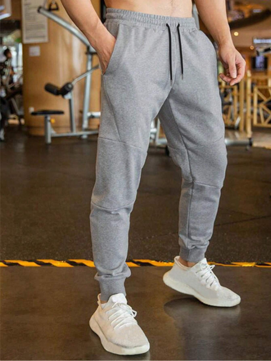 Manfinity Homme Men Solid Drawstring Waist Sweatpants