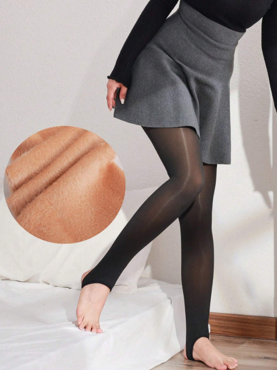 1 Pair Of 200g Thick Velvet Warm Fake Translucent Socks For Autumn And Winter Warm And Fashionable Women's Pantyhose