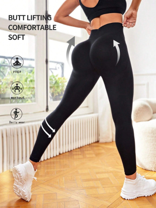 Yoga Basic Seamless Wide Waistband Sports Leggings