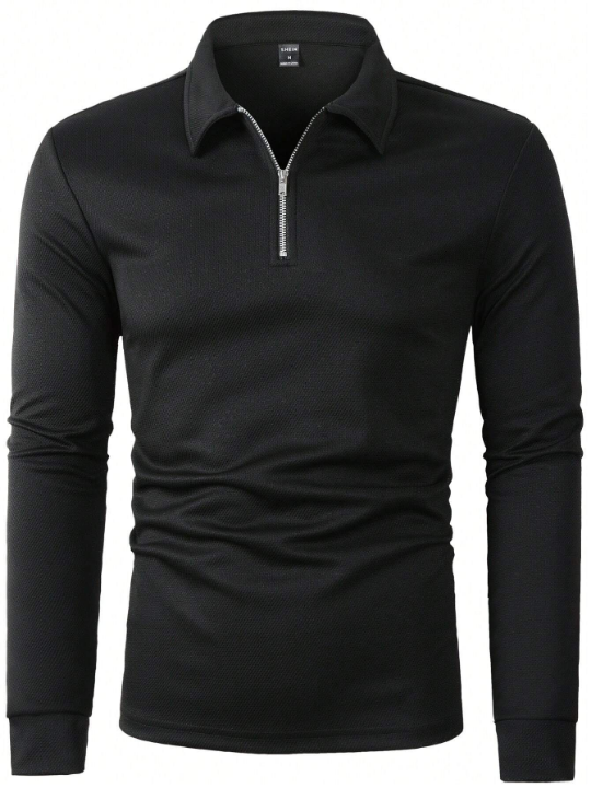 Manfinity Men Quarter Zipper Polo Shirt