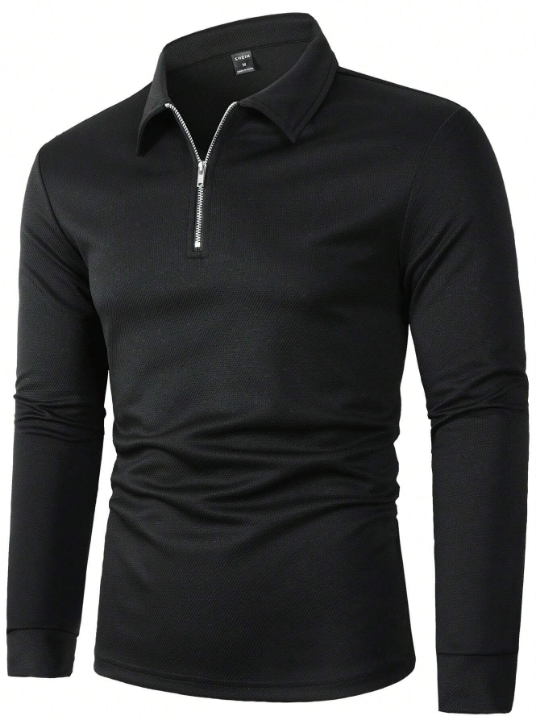 Manfinity Men Quarter Zipper Polo Shirt