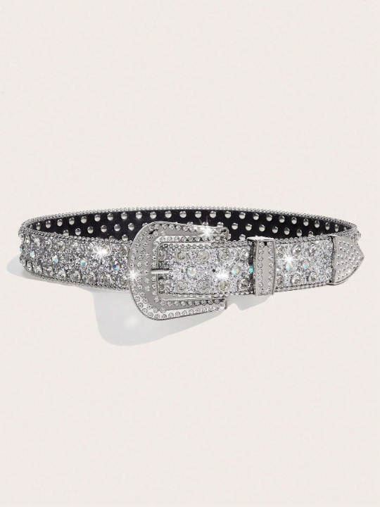 1pc Men's Rhinestone Belt, Suitable For Parties And Daily Use