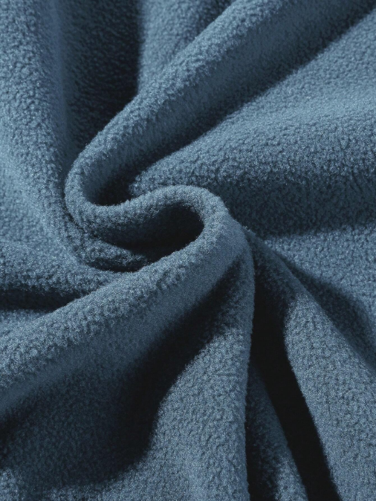 Manfinity Homme Men Loose Mountain Embroidery Half Zip Fleece Sweatshirt Without Tee