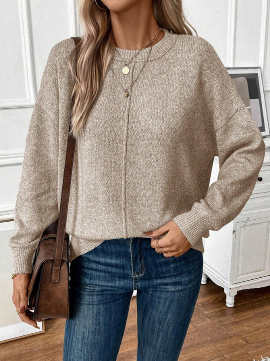 LUNE Solid Drop Shoulder Sweater