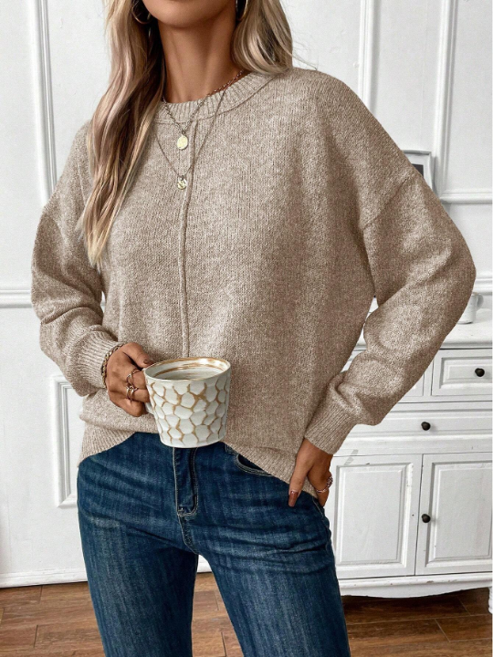 LUNE Solid Drop Shoulder Sweater