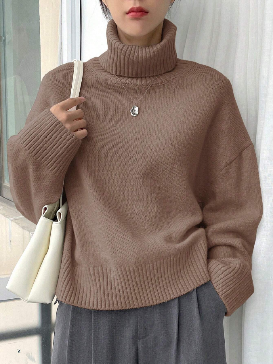 DAZY Turtleneck Drop Shoulder Sweater