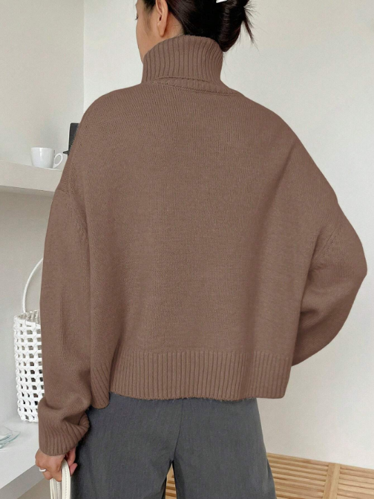 DAZY Turtleneck Drop Shoulder Sweater