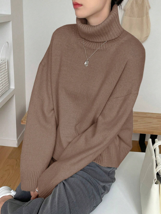 DAZY Turtleneck Drop Shoulder Sweater